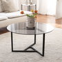 Hanah Home Trio Mesa de Centro de Cristal Templado Fume y Negro